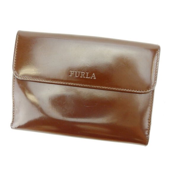AUTHENTIC Furla Wallet Purse Folding wallet Logo Brown Woman Authentic Used - Picture 1 of 6